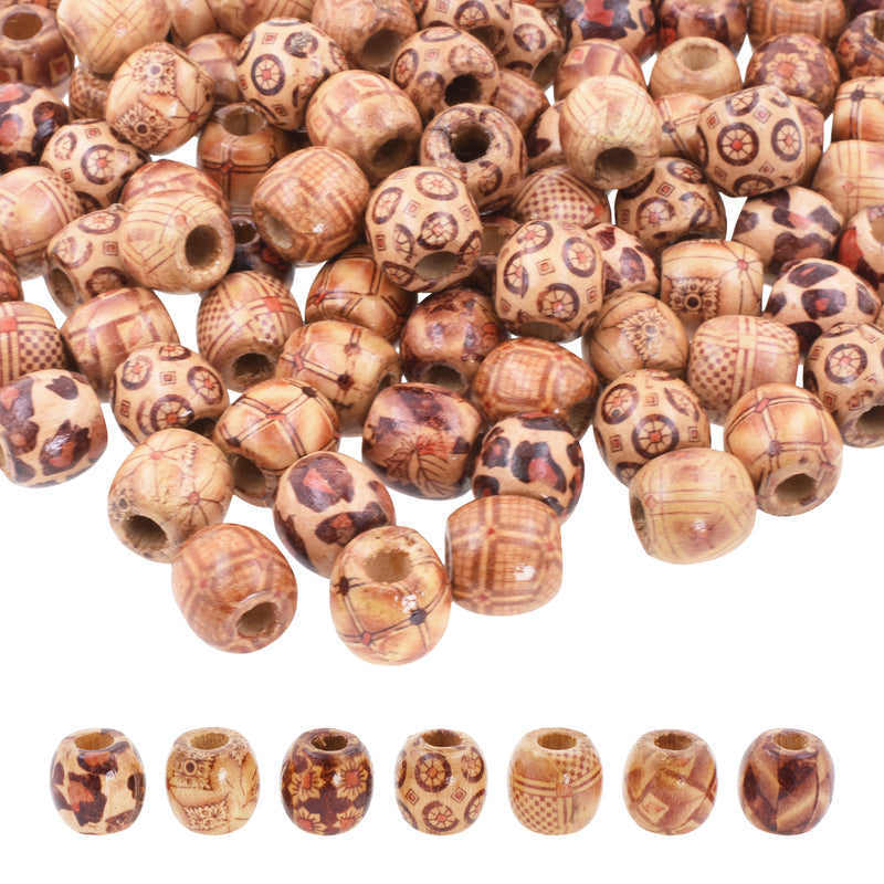 Mandala Crafts Natural Wooden Beads for Crafts Loose Large Hole Wood Beads  for Macrame Beads Jewelry Making - Barrel Wood Beads for Hair Beads Braid